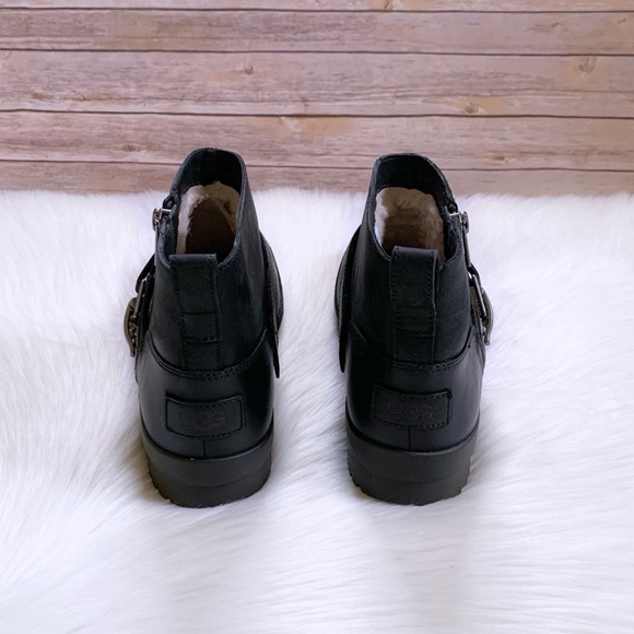 UGG Cheyne Waterproof Black Leather Booties - Picture 8 of 10